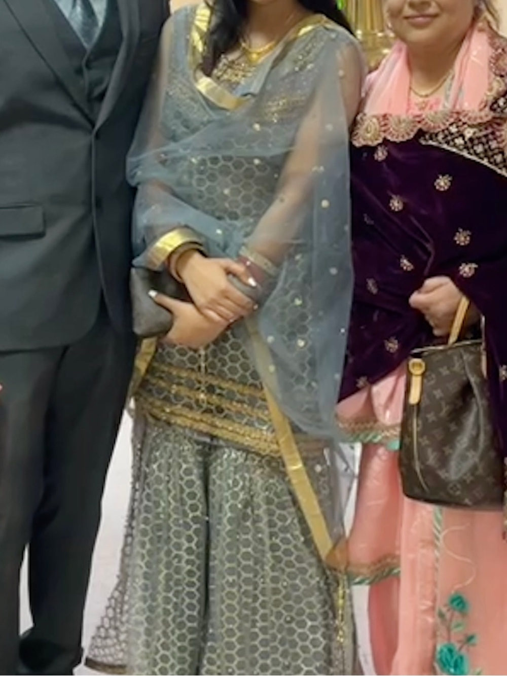 Elegant Gray and Gold Indian Punjabi Palazzo Salwar Salwaar